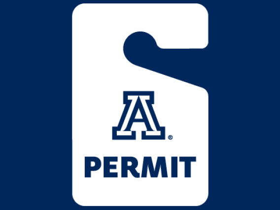Image of a white parking permit that has a block A and says "PERMIT" on the bottom.