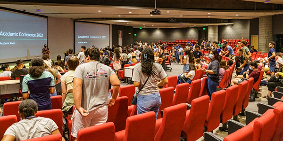 Students getting seated in ENR2 Auditorium